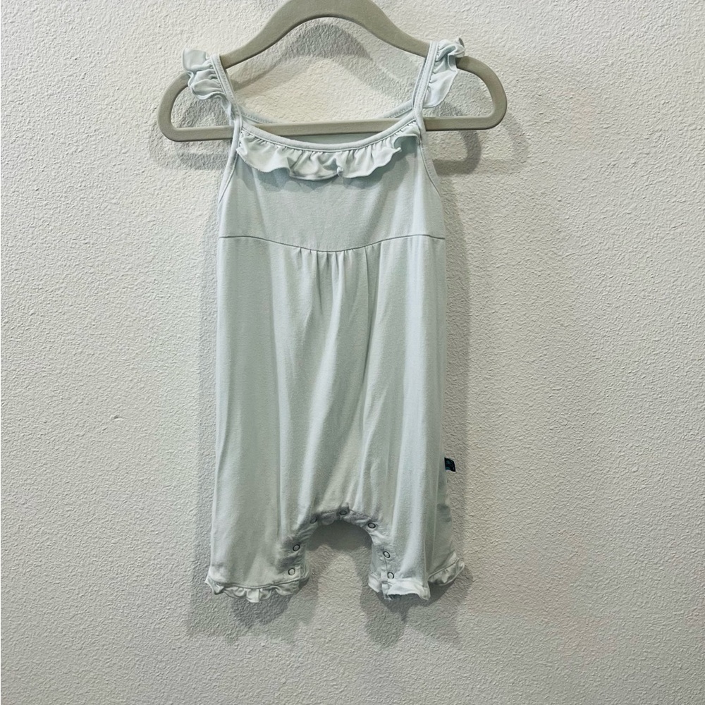 Kickee Pants soft teal tank romper Size 12-18m